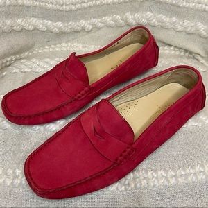 COLE HAAN RED SUEDE PENNY LOAFER SIZE 9